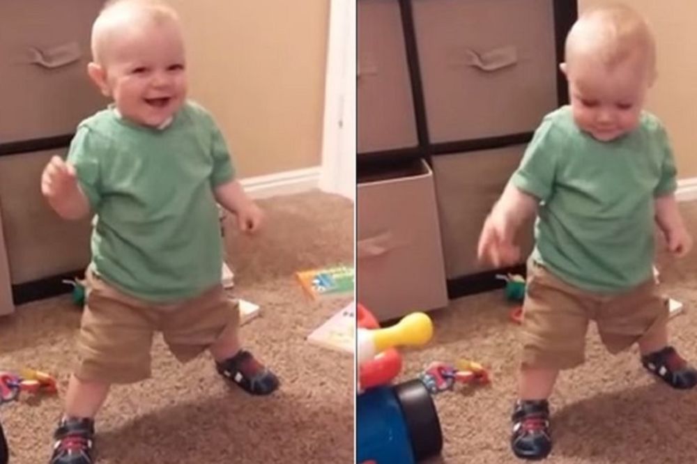 Napravio je prve korake, a onda je prasnuo u smeh kad je video OVO! (VIDEO)