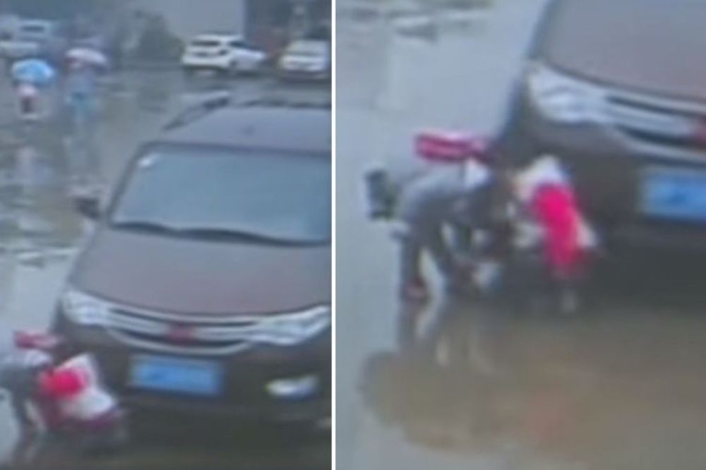 Kakav ćale: Pregazio autom sopstvenu decu! (VIDEO)