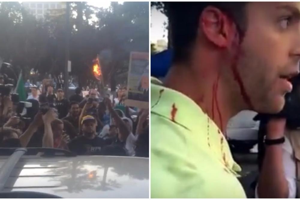 Opasno je podržavati ga: Trampove pristalice gađali jajima, a pala je i krv (VIDEO)