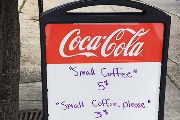 SJAJAN NAČIN ZA PRIVUĆI MUŠTERIJE! Ljubazno "molim vas" obara cenu kafe (FOTO)