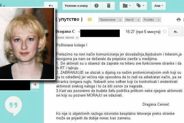 KO NIJE ISKORISTIO BESPLATNO LETOVANJE PREKO STRANKE, DOBIĆE NOVAC KAO ZAMENU! Procureo mejl kraljice SNS botova Dragane Cerović!