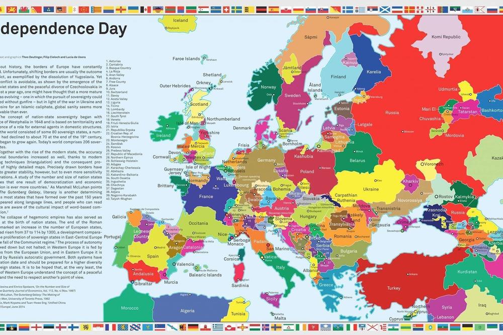 ZBOG KOSOVA CELA EVROPA IDE NAZAD U SREDNJI VEK: Ovako bi izgledala mapa Evrope da svi koji žele DOBIJU NEZAVISNOST!