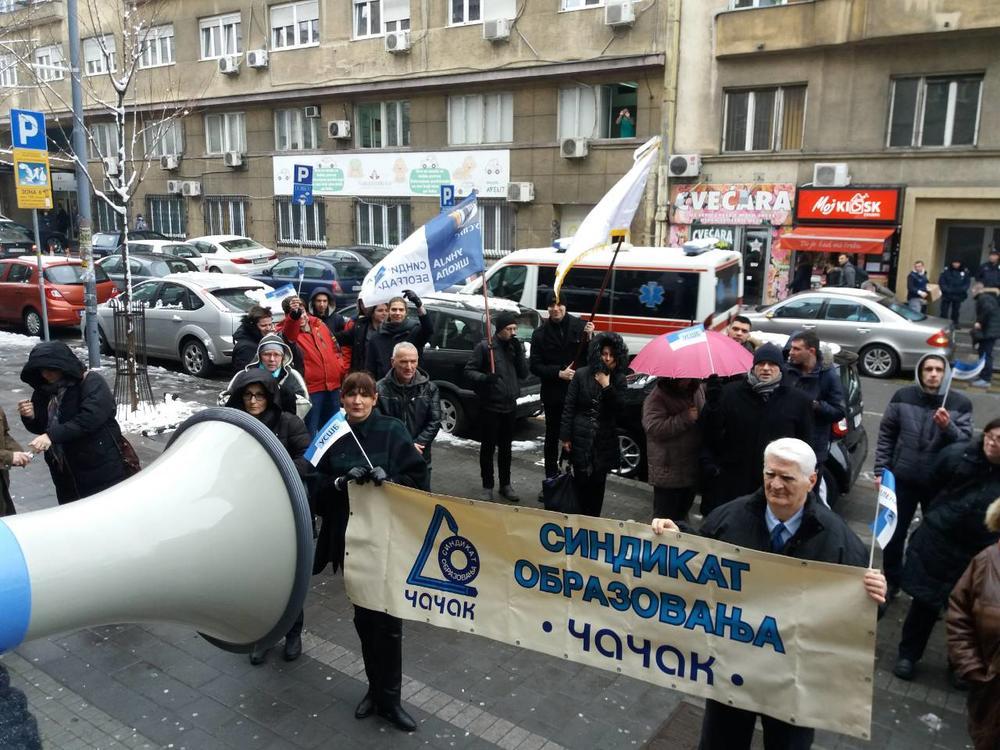 Unija sindikata prosvetnih radnika Srbije je održala protest 