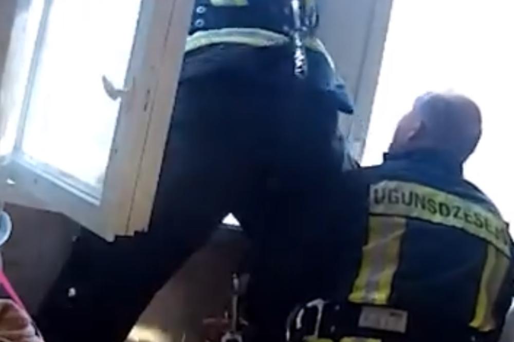 DA VAM STANE DAH! Žena je skočila sa krova zgrade, a vatrogasci su je uhvatili na NEVEROVATAN NAČIN! (VIDEO)