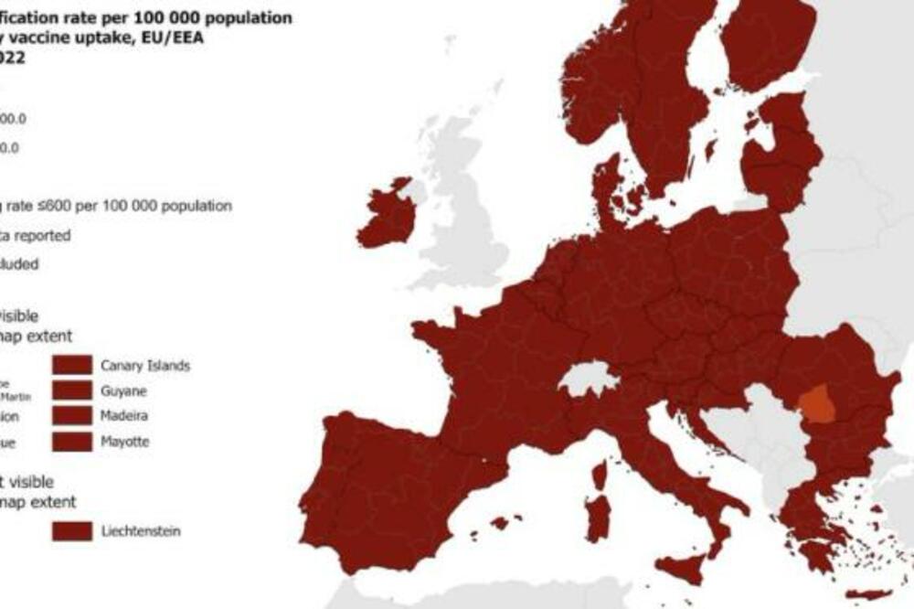 OBJAVLJENA NOVA KORONA KARTA EU! Samo 1 regija nije u tamnocrvenoj boji, nalazi se u susednoj državi (FOTO)