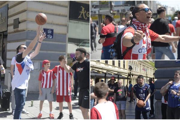 NAVIJAČI "OKUPIRALI" CENTAR BEOGRADA: Grci i Turci ne mogu da čekaju Arenu, igraju basket u Knez Mihailovoj! VIDEO