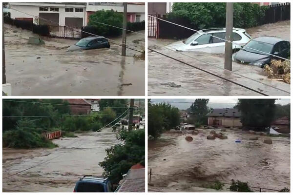NEZAPAMĆENO NEVREME: Bujica vode nosi automobile u selu Karavelovo, situacija je TRAGIČNA! (VIDEO)