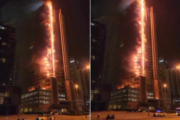 STRAVIČAN SNIMAK POŽARA U DUBAIJU: Gorela zgrada od 35 spratova blizu Burdž Kalife (VIDEO)