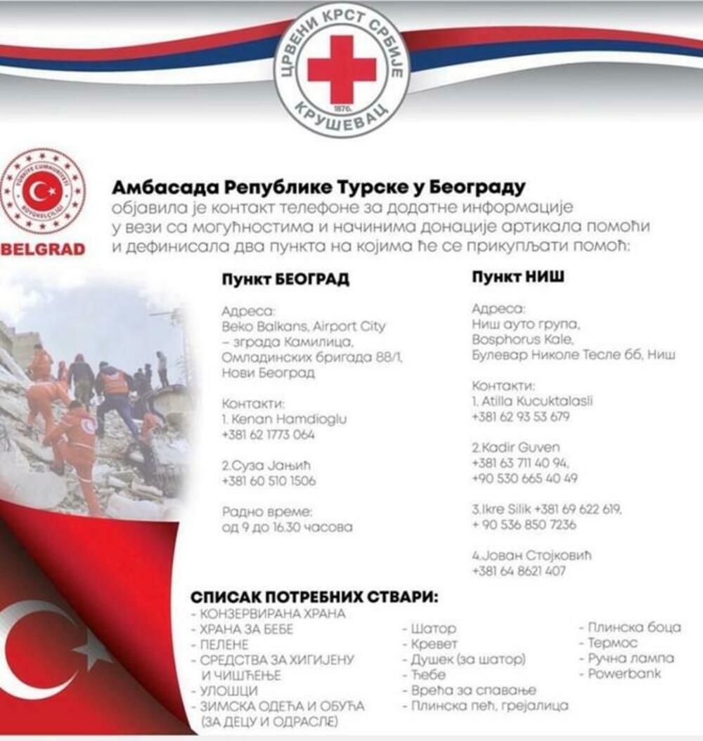 Uputstvo za pomoć koje je objavila turska ambasada