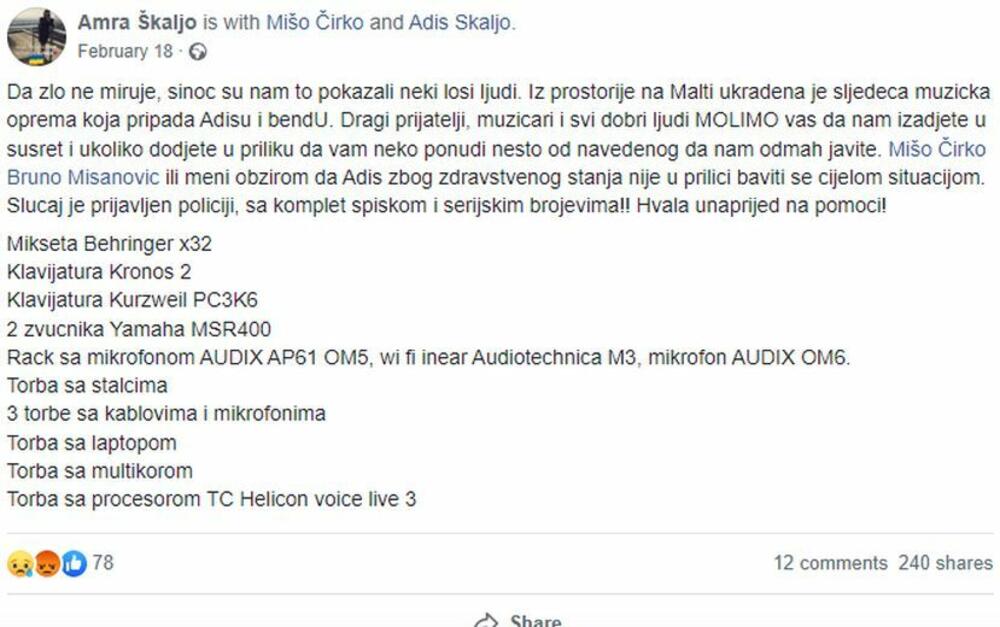 Objava Adisa Škalja