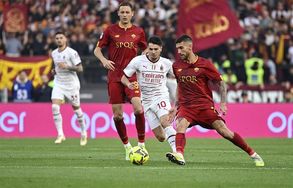 Nemanja Matić i Lorenco Pelegrini na utakmici Rome i Milana