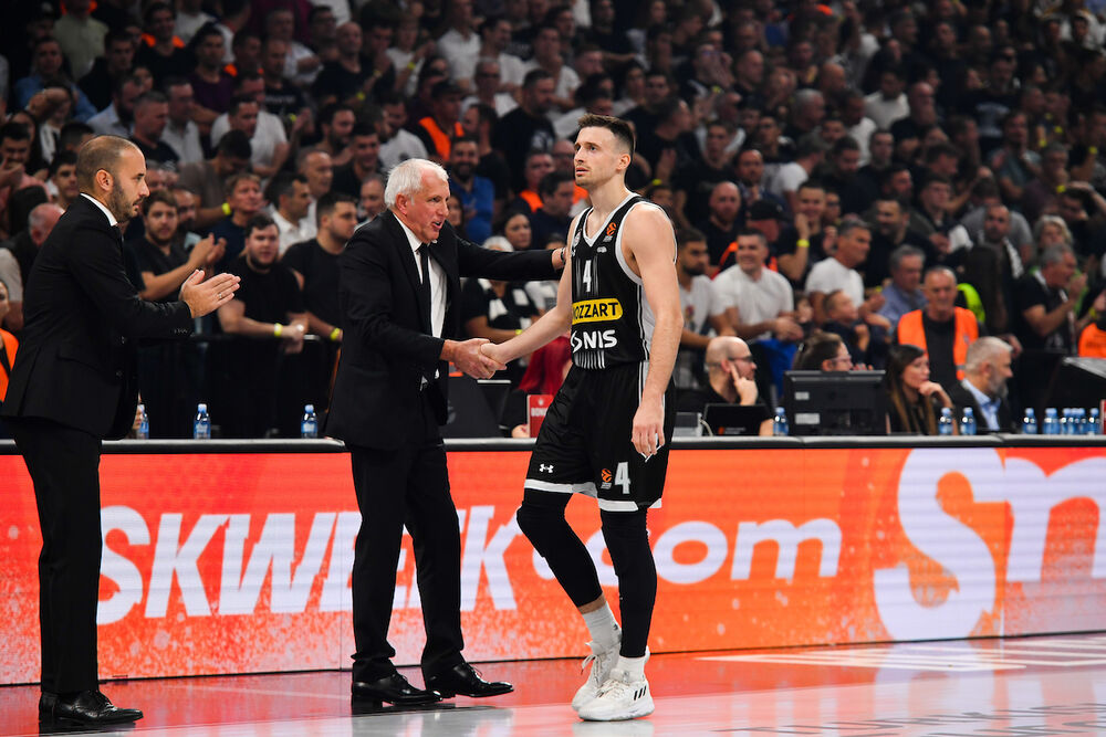 Željko Obradović i Aleksa Avramović na utakmici Partizana i Crvene zvezde